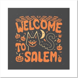 Welcome to Salem Halloween Cat Souvenir Posters and Art